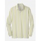 Plaid Series White LightYellow Colorblock Stripe Printing Men‘s Long Sleeve Polo