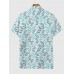 Full-Print Abstract Hawaiian Art Natural Leaves Printing Men‘s Short Sleeve Polo