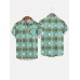 Full-Print Beach Style Coconut Trees And Sea Printing Men's Short Sleeve Shirt