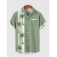 Vintage Style Green And Coconut Tree Printing Men's Short Sleeve Shirt