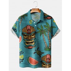 Tiki Mask Resort Casual Short Sleeve Polo Shirt